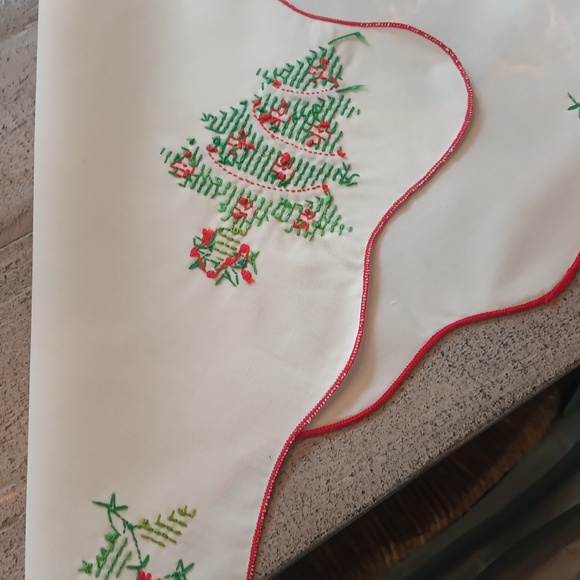 (4) Handmade Cross Stitch Christmas Tree & Holly Place Mats 18"x12" - Picture 7 of 7
